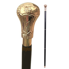 Replica of Bat Masterson Walking Cane Wooden Walking Stick Handmade Brass Kno...