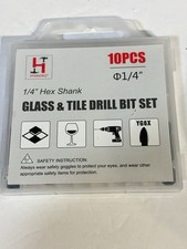 10PCS Glass Tile Drill Bit Set 1/4  Hex Shank Ceramic Mirror Drill Bits Case