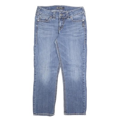 SILVER Damen Jeans Blau Slim Skinny Hell Denim W29 L25 Reißverschluss