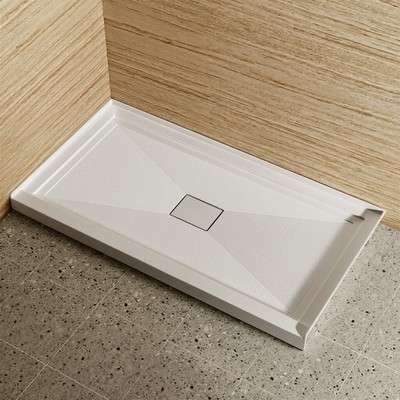 Acrylic Shower Base for Bathroom, 60x32'' White Center Drain Pan w/ Non-Slip