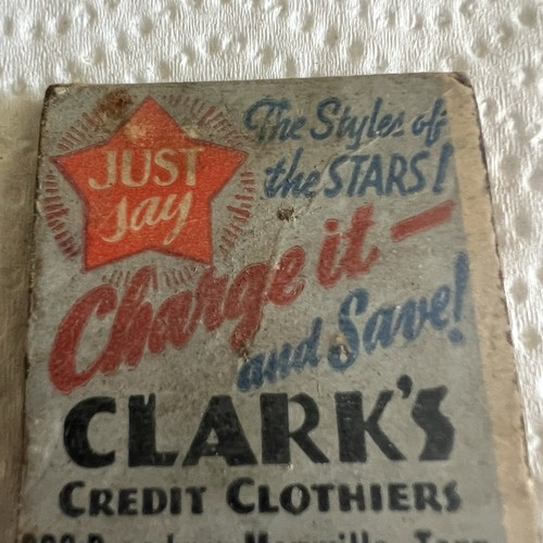 Vintage Clark’s Credit Clothiers Nähset Werbung Streichholzheft Maryville TN - Bild 8 von 10