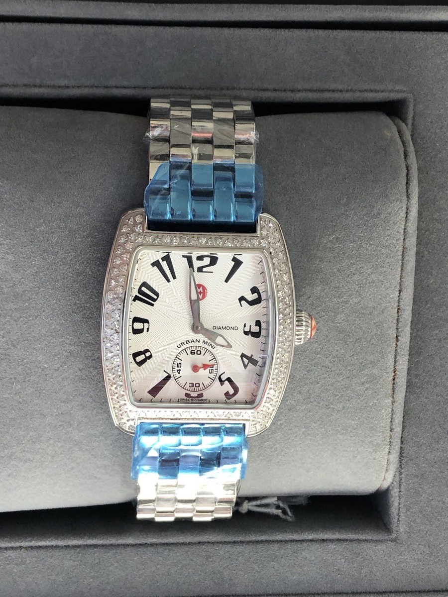 ON SALE) New Michele Diamond Urban Silver Bracelet Watch Retail