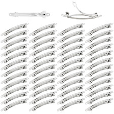 50 Pack 8Cm/3 Inch Plain Blank Silver Metal DIY Craft French Barrettes Automatic