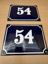 ALTE EMAIL EMAILLE Emailleschild Emailschild  HAUSNUMMER 54 BLAU/WEISS 20 x 14 