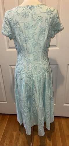 Talbots Women’s Shortsleeved Dress Size 10 Sea-Foam Green Beaded Top - Picture 6 of 11