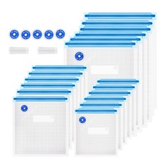 Sous Vide Bags 25Pcs, Reusable BPA Free 4 3 Size bags 15pcs, Blue White