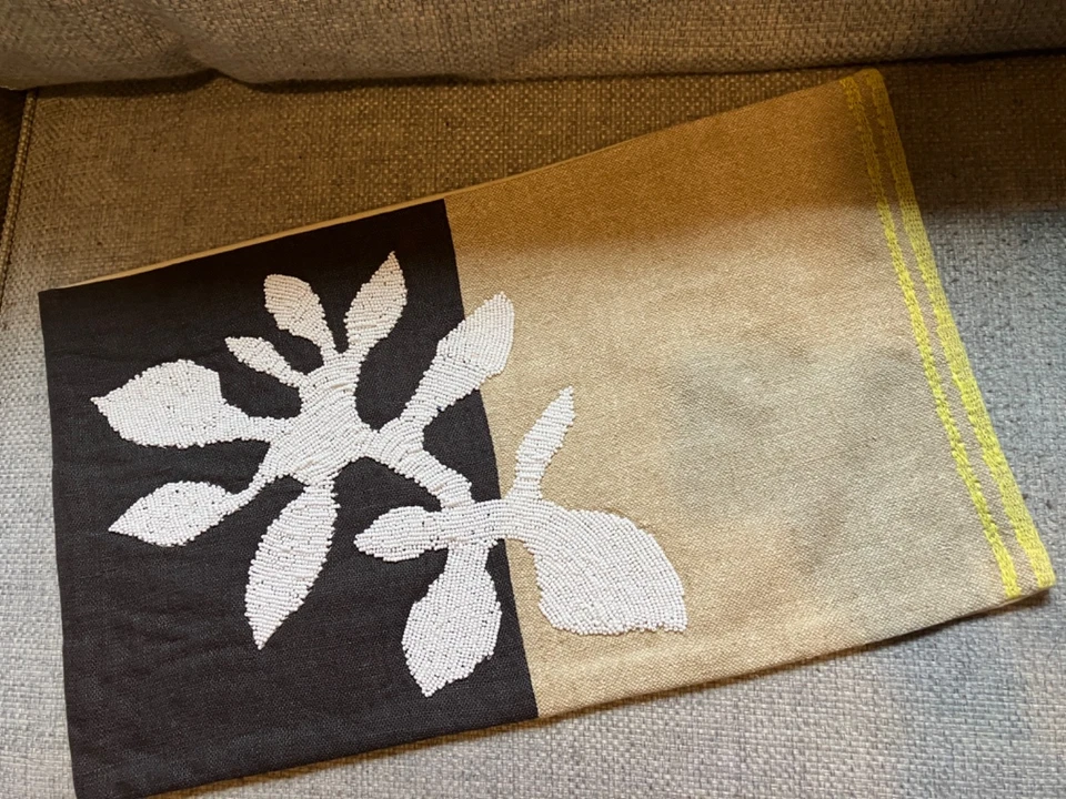 Conjunto/2 capas de travesseiro lombar West Elm comércio justo linho frisado seda, botânico - Imagem 2 de 4