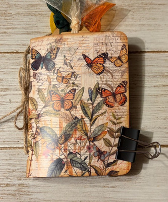 Junk Journal Handmade Booklet Book Vintage ''Nature Butterfly'' Pockets, Ephemera