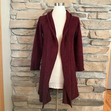 Soft Surroundings Knit Cardigan Open Front Alpaca Wool Blend Burgundy Small S