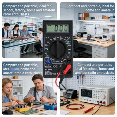DT-830B Digitalmultimeter, Schwarz, LCD Display, 1999 Max Anzeige, AC/DC