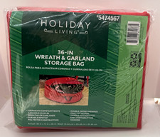 HOLIDAY LIVING 36" Wreath And Garland Storage Bag with 2 Compartments New