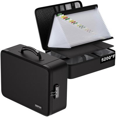 Fireproof Document Box Lock 5200 Soft Case 25 Pocket File Folder Organizer