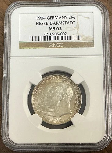 1904 Germany 2 Mark - Hesse-Darmstadt NGC MS63.