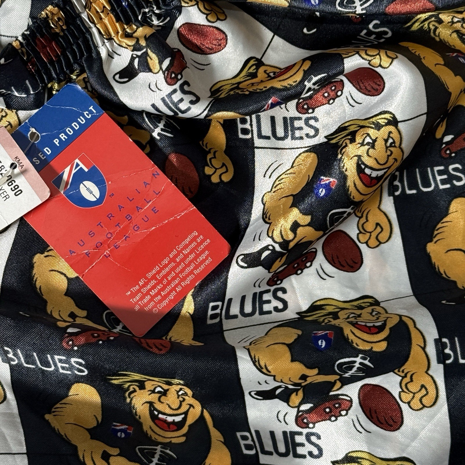 Vintage New Carlton Blues Satin AFL Boxer Shorts Small Stunning image 6