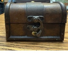Miniature Wooden Treasure Chest Trinket Box V...