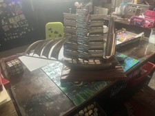 Vintage Large Metal Sailing Ship Sculpture Handmade Wood Base 2kg Weight