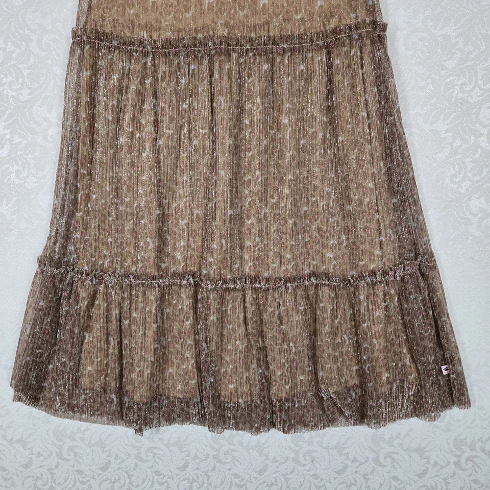 Vestido Juicy Couture Niñas Talla L (12-14) Dorado Estampado Animal Volantes en Niveles Brillante Foto 4 de 4