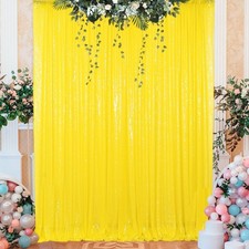 5x9 Ft Yellow Sequin Backdrop Glittering Party Photography Background Drapes