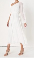 NWT Lulus - Always Loving You Pleated One Shoulder Midi-Dress In White Large