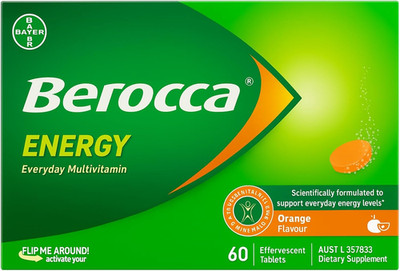 Berocca Energy Vitamin B & C Orange Flavour Effervescent Tablets 60 Pack