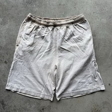 Vintage 90s Reebok Cotton Faded Cream Shorts Size Large USA Made Inseam 6.5  