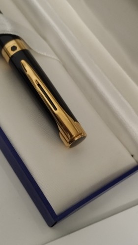 Stylo Waterman Etalon Noir Attributs Plaqués Or Goldplated Trim Rollerball Pen - Photo 4/11