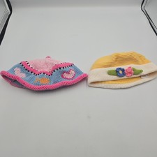 Lot of 2 Handmade Crochet Baby Hat Beanies Newborn - 3 Months NEW, SUPER SOFT
