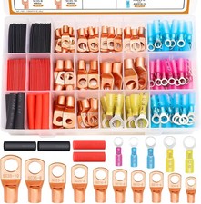 180PCS Copper Wire Lugs AWG 2 4 6 8 10 12 14 16 Gauge Battery Te Color: 180PCS