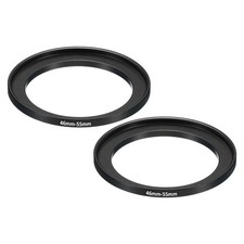 46mm-55mm Metal Step Up Ring, 2 Pcs Camera Lens Filter Adapter Ring Black
