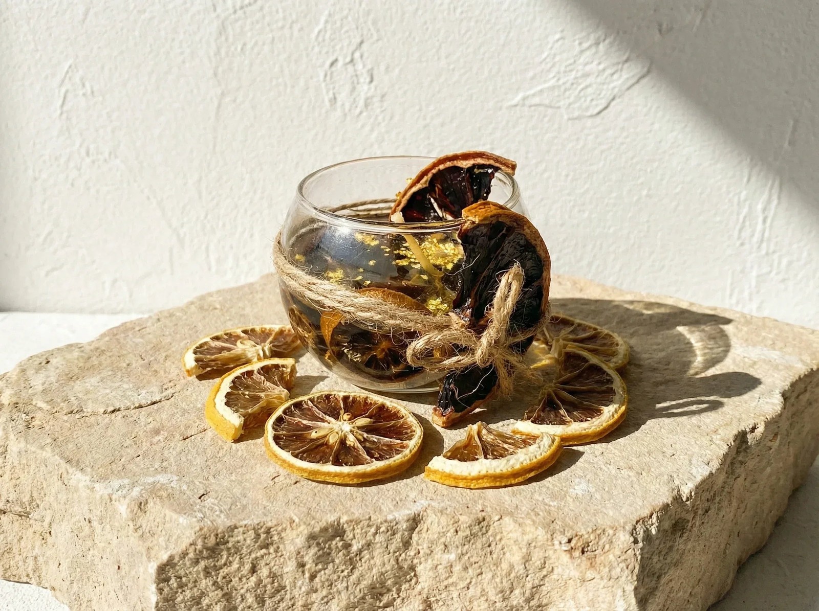 Bougie gel bio citron et éclats d'or parfumée cire végétale naturelle bien-être