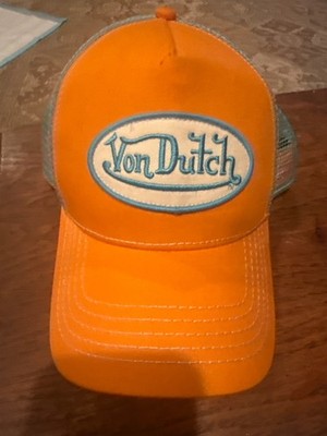 Von Dutch Trucker Hat Snapback Cap Orange and blue mesh