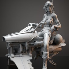 1/24Scale Figure lybbia Girl flying motorcycl...