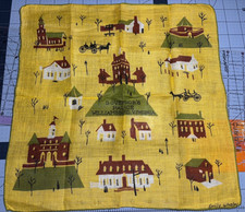 Vintage GOVERNOR'S PALACE WILLIAMSBURG VA Hankie Handkerchief Designer NOVELTY