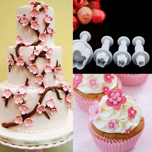 4Pcs Plum Flower Fondant Cake Cutter Plunger Cookie Mold Decorating Candy Mo_bf - Picture 10 of 12