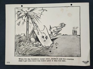 WWII antique US NAVY DILBERT TRAINING cartoon poster 1940s war humor fox holes