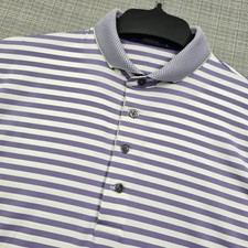 Greyson Polo Shirt Mens Large Purple Stripe Golf Performance Short Sleeve