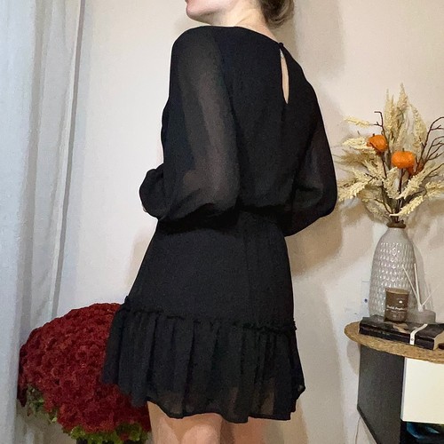 Flying Tomato Damen Langarm Gürtel umzingelte Taille Minikleid Größe XS - Bild 4 von 4