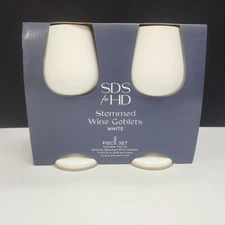 SDS Silicone Stemmed Wine Goblets 2pc Set—White 11.8 oz Sewing Down South
