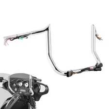 10" Rise Chrome Pre-wired Ape handlebar For Harley Touring Street Electra Glide