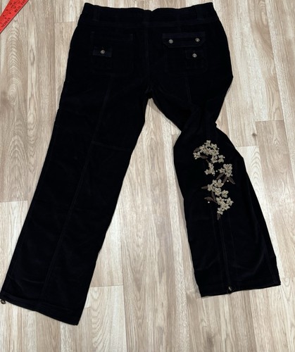 Pantaloni cargo donna Y2K Faded Glory neri in velluto a coste ricamati taglia 18 - Foto 12 di 18