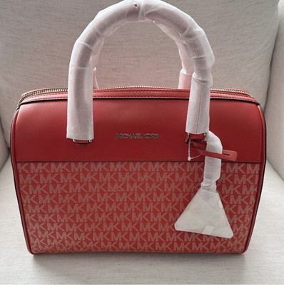 Michael Kors Medium Travel Duffle Satchel Bag Red/Gold (NWT)