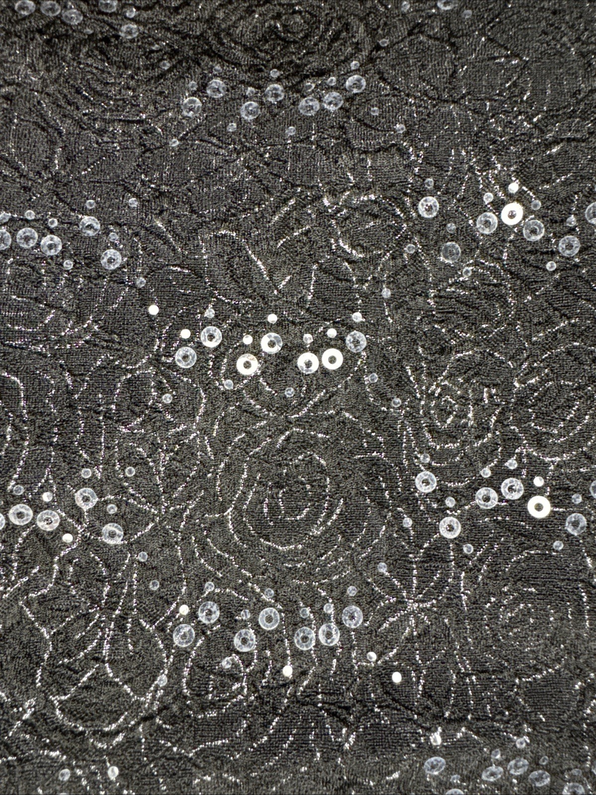 White Stag Shirt Top T-Shirt Women 3X (22W-24W) Sequin Black Floral