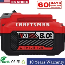 8.0Ah For Craftsman V20 20 Volt MAX Lithium Battery CMCB204 CMCB202 CMCB201 New