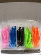 E&F Tackle Co 3" Paddle Tail Swim Shad Multi Lot 50 Soft Swimbaits w/ Case