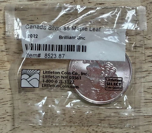 2022 Canada Silver $5 Maple Leaf Brilliant Uncirculated Littleton #8523.87