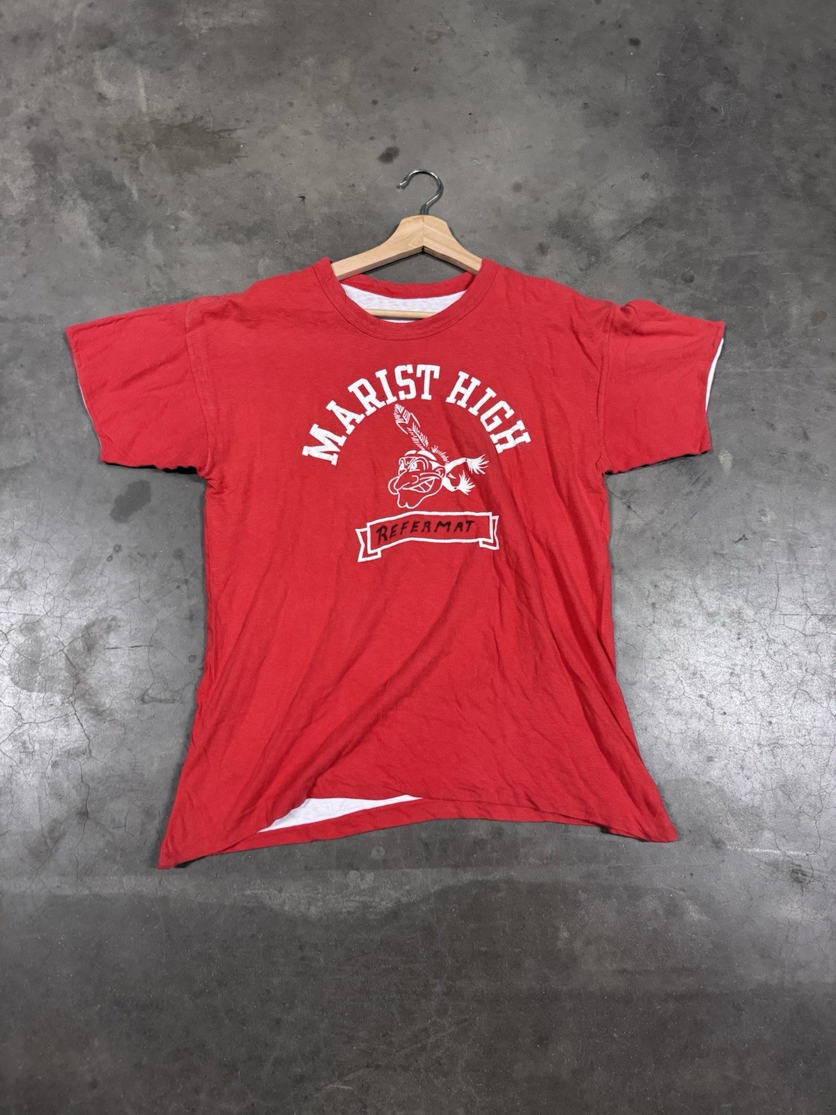 Vintage 1970s Champion Double Face Reversible T-Shirt Size Large Made In USA