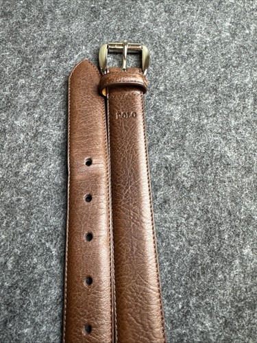 Polo Ralph Lauren Classic Men’s Leather Belt Size 38 Silver Buckle Width 1.25” - Picture 5 of 6