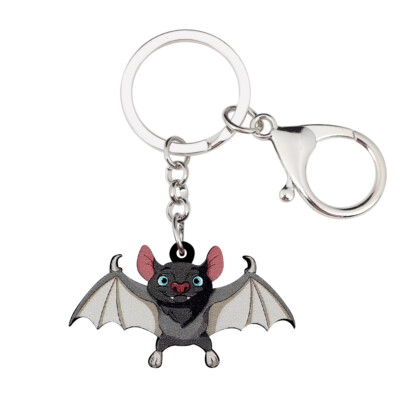 Halloween Acrylic Bat Keychains CAR Bag Key Rings for Women Purse Charms Jewelry