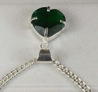 20.55 Ct Natural Green Emerald Certified 18 x 17 mm Heart Shape Gemstone Pendant