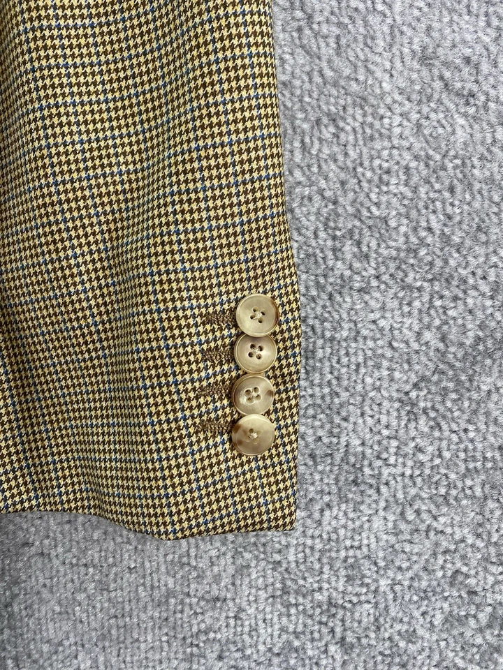 Jaqueta Masculina Ermenegildo Zegna 44 L Lã Dourada 15 Mil Houndstooth Su Misura - Imagem 2 de 4